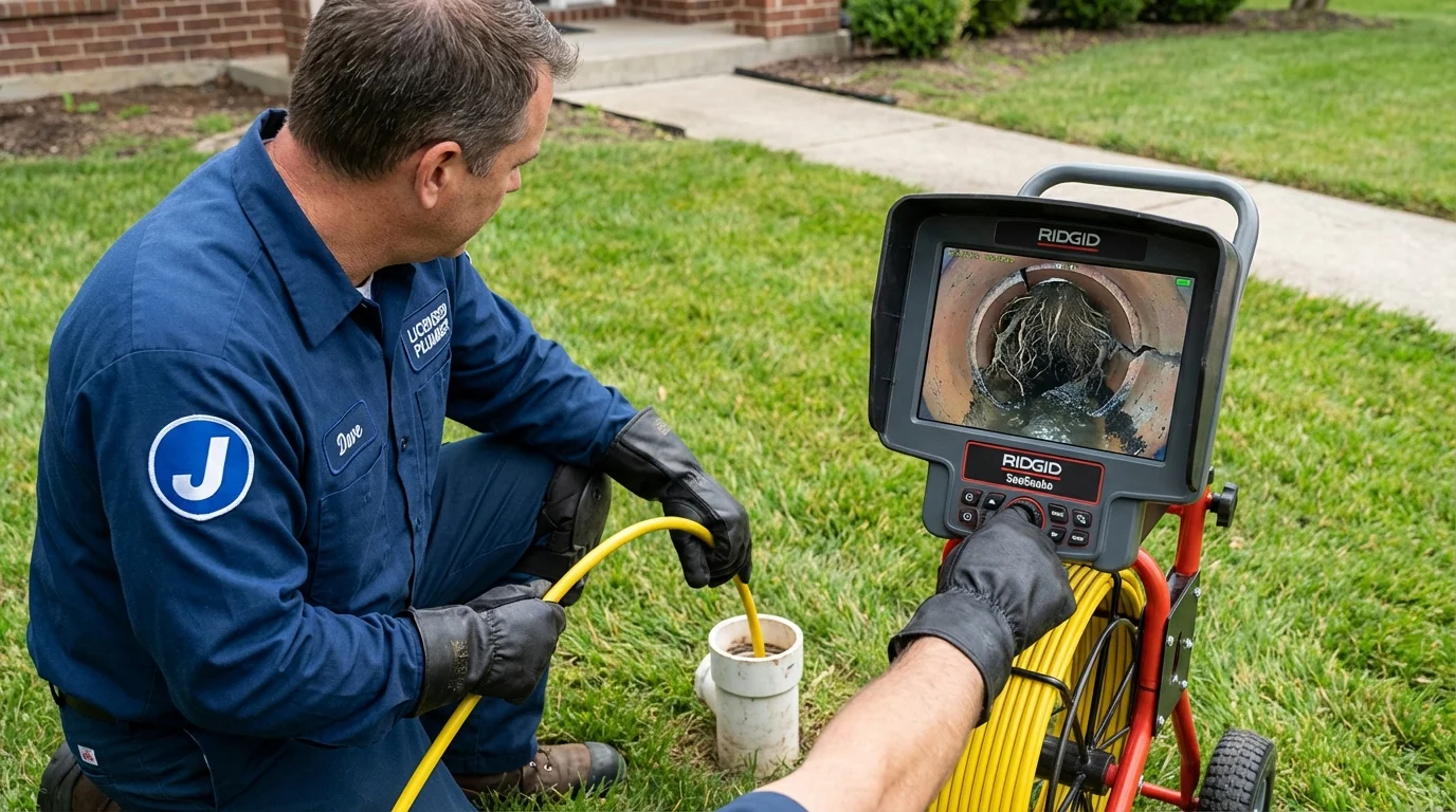 Sewer camera inspection being performed by Johns Plumbing LLC in Sesser